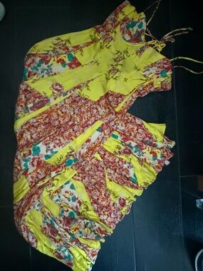 Free People Yellow Floral Patchwork Maxi Dress